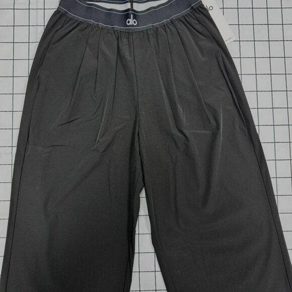 ALO Yoga Black Wide-Leg Lounge Trousers - Picture 3 of 7